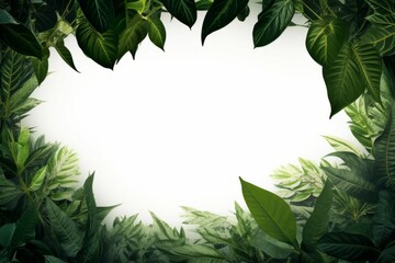 green leaf border with white background