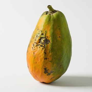 Papaya fruit isolated on a white background, close up photo