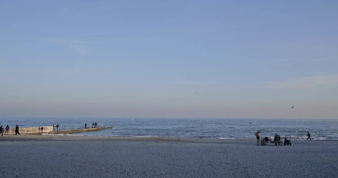 Odessa, beach, boat, clouds, coast, couple, evening, landscape, lanzheron, nature, ocean, people, sand, sea, sky, sun, sunset, surf, travel, ukraine, vacation, walking, water, wave, waves, winter