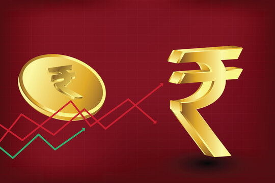 Golden Rupee Currency symbol with India map. golden Indian rupee and 3d india map.