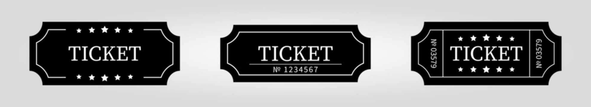 Set of ticket icons isolated on white background