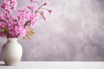Naklejka premium pink flowers in a vase on the floor