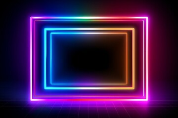 rectangular neon frame vector