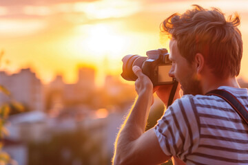 Photographer Capturing Sunset Cityscape