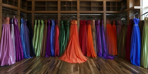 Chic gowns available for purchase or rent in upscale boutique setting. Concept Fashion Boutique, Chic Gowns, Upscale Shopping, Purchase/Rent, Trendy Attire