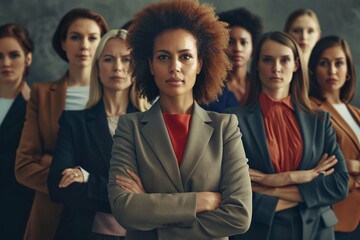 Businesswomen in the concept of diversity and inclusion, females in business and organizational settings - obrazy, fototapety, plakaty