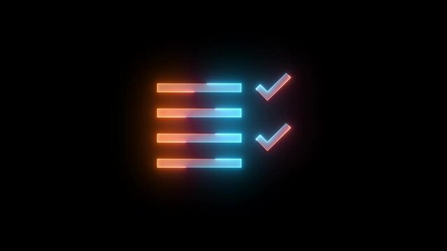 Neon multi select line icon brown cyan color glowing animation black background