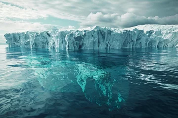 Zelfklevend Fotobehang concept of rising sea levels due to global warming of the earth and melting glaciers © Amer