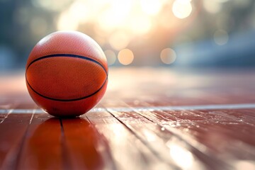 a basketball on a wooden surface