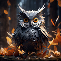 origami in the shape of an Owl, muted background unreal engine rendering сreated with Generative Ai