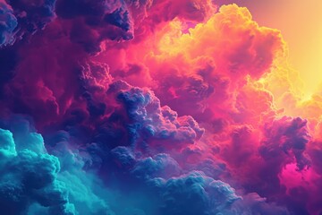 A captivating snapshot showcasing a multitude of clouds floating within a colorful cloud formation, A galaxy cloud rendered in a vibrant splash of colors, AI Generated