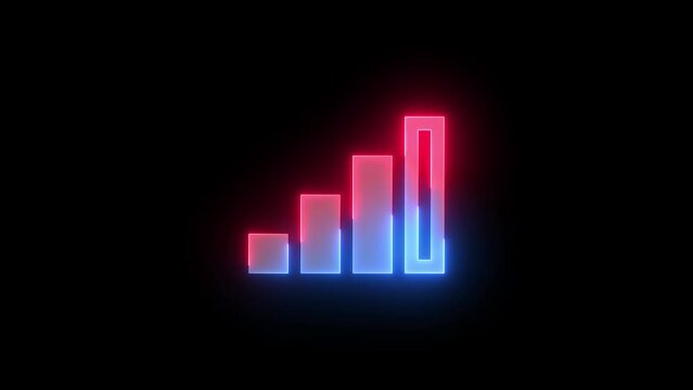 Neon three bars icon blue red color glowing animation black background