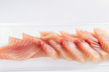 Slices of Raw Sashimi on White