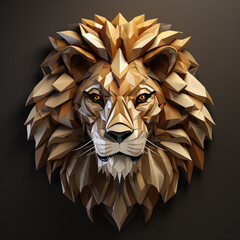 origami in the shape of an lion face, muted background unreal engine rendering, dynamic look сreated with Generative Ai