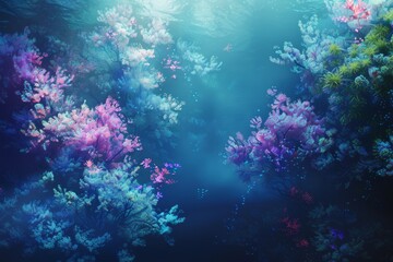 Glowing Depths: Ethereal Underwater World