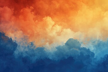 Blue and Orange Sky With Clouds, A Captivating Spectacle of Nature, A gradient transition from midnight blue to fiery orange, infused with the representation of dreamy clouds, AI Generated