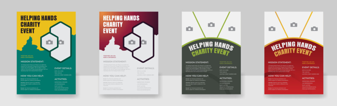 Charity and donation poster design templates, fundraising event Flyer Design