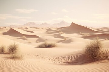 Fototapeta na wymiar Digital desert with sand dunes and cacti