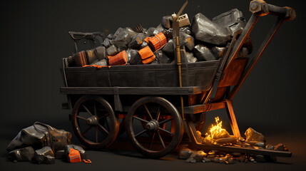 depiction of mining cart loaded
