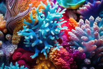 Macro shot on hammer LPS coral polyps - obrazy, fototapety, plakaty