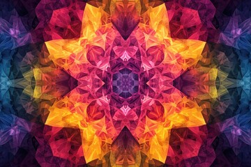 Vibrant Multicolored Flower, A Captivating Image of Natures Beauty, A kaleidoscope pattern with harmonic multicolor, representing order amidst chaos, AI Generated