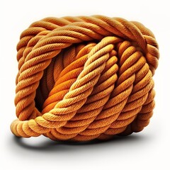 straight rope isolated on white Gordian knot color wire linked must be untied strong climbing cannot be cut tug of war worker safety Generative AI  - obrazy, fototapety, plakaty