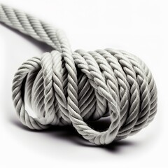 straight rope isolated on white Gordian knot color wire linked must be untied strong climbing cannot be cut tug of war worker safety Generative AI 