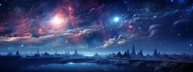 Beauty of deep space. Colorful graphics for background, like water waves, clouds, night sky, universe, galaxy, Planets,, Bright color