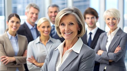 Obraz premium Professional Businesswoman in Corporate Office - Diverse Team Collaboration