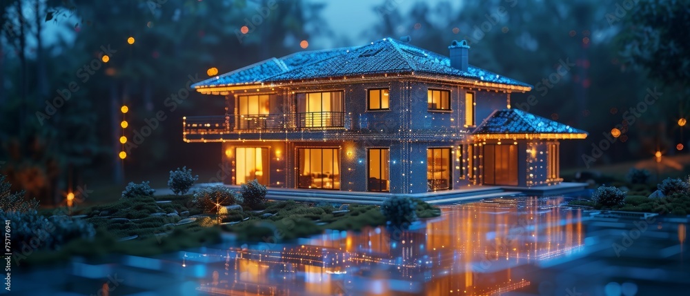 Fototapete Application setting for smart home, Internet of Things, and IOT phone. Programming scenarios for smart home operation, and smart home system development. Engineering, programming IOT devices in a