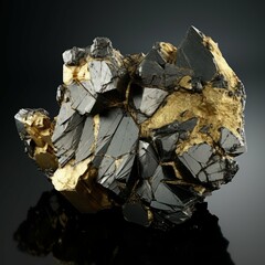 Pyrite isolated on black background