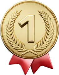 Foto op Plexiglas medalha de ouro, medalha de prata, medalha de bronze, ilustracao 3d, premiacao de competicao, classificacao © Wersiley