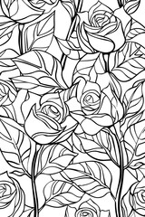 Fototapeta premium Detailed black and white roses pattern design; suitable for a variety of needs from fabric to wallpaper