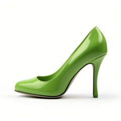 Green High Heels isolated on white background