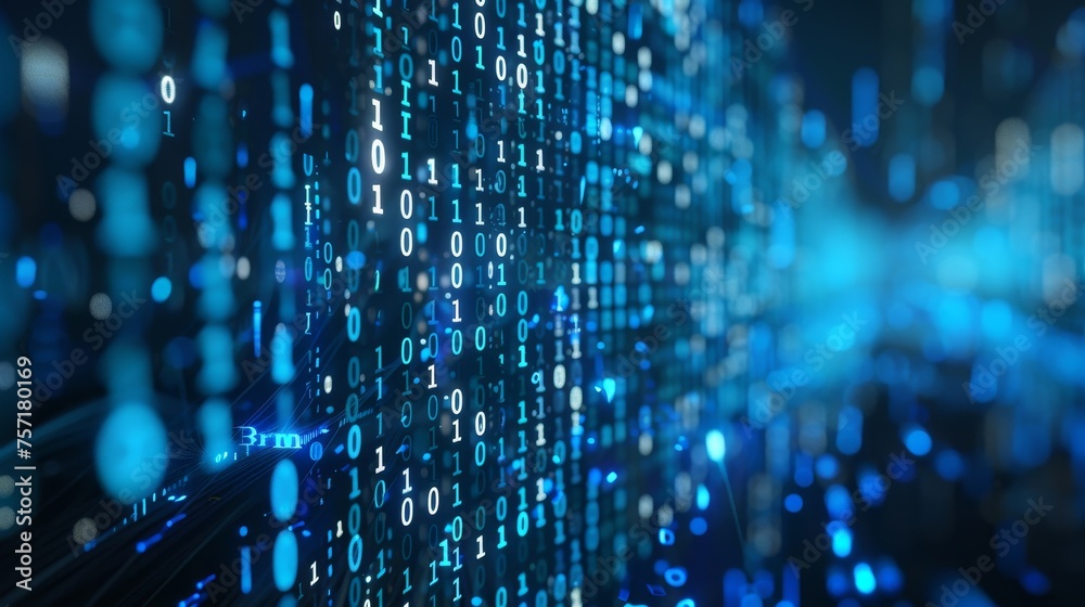 Fototapete Programming. Binary code. Digital transformation concept. System engineering.