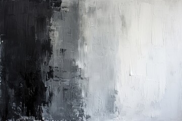 A captivating black and white painting displayed prominently on a clean white wall, A monochromatic...
