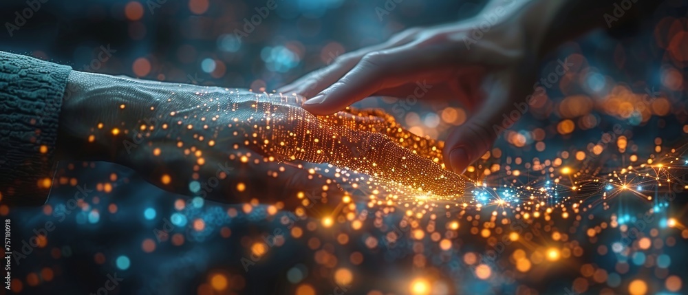 Aufkleber Businessman with global network and data exchanges, innovation of next generation technology, metaverses, and artificial intelligence, including the transformation of big data on the digital network.