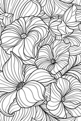 Intricate floral design featuring detailed blooming flowers for coloring or decoration