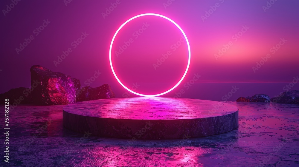 Poster an empty podium modern illustration isolated on a purple background - a pedestal on which you can di