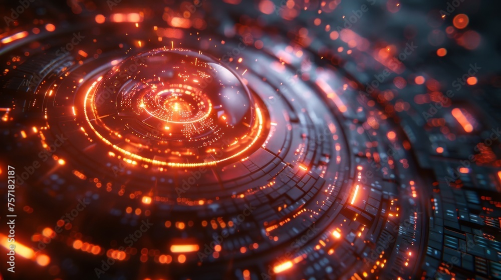 Aufkleber An abstract glowing bubble in the shape of an energy shield with a futuristic light style. Template concept in a digital technological style.