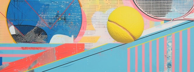 tennis raquete and frescobol raquete, collage 