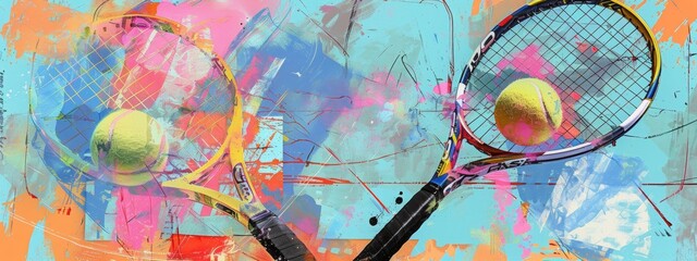 tennis raquete and frescobol raquete, collage 