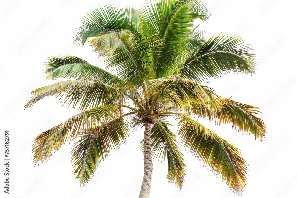 Poster Palm tree with coconuts isolated on white background. XXL size.