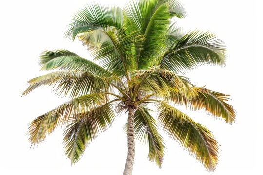 Palm tree with coconuts isolated on white background. XXL size.