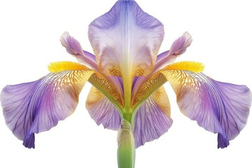 Beardless iris in bud stage, with petals and sepals unfolding - obrazy, fototapety, plakaty