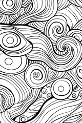 Fototapeta premium Abstract artwork with bold swirls and circles creating a playful and hypnotic pattern
