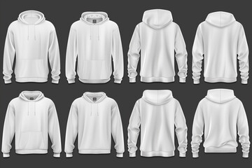 Realistic White Clothing Set - T-Shirt Sweatshirt Hoodie