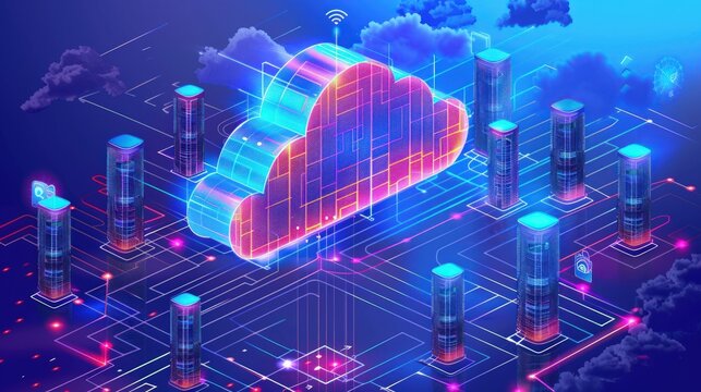 Internet cloud for technological progress. Generate AI image