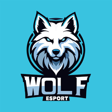 Wolf mascot sport logo design. Wolf animal mascot head vector illustration logo. Wild Wolf head mascot, Wolf head emblem design for esports team. Vector illustration