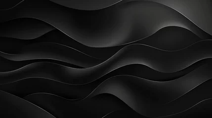 Fotobehang This image showcases sleek waves in dynamic motion, creating a mesmerizing monochromatic pattern suitable for modern design and decor. © logonv